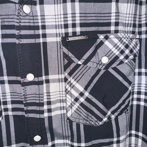 Marc Ecco Black and White Plaid Button-Up Shirt - Picture 3 of 5
